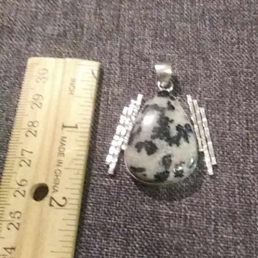 NATURAL BLACK ZEBRA JASPER PENDANT